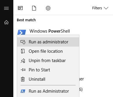 (Başlat menüsünde PowerShell’i buluyoruz)